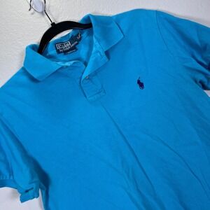 Polo Ralph Lauren Boys Polo Shirt Custom Fit Short Sleeve‎ Casual Blue Medium
